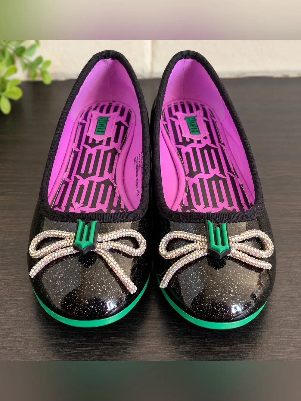 ✨ WICKED Girls’ Black Glitter Ballet Flats – Kids Size 12 ✨